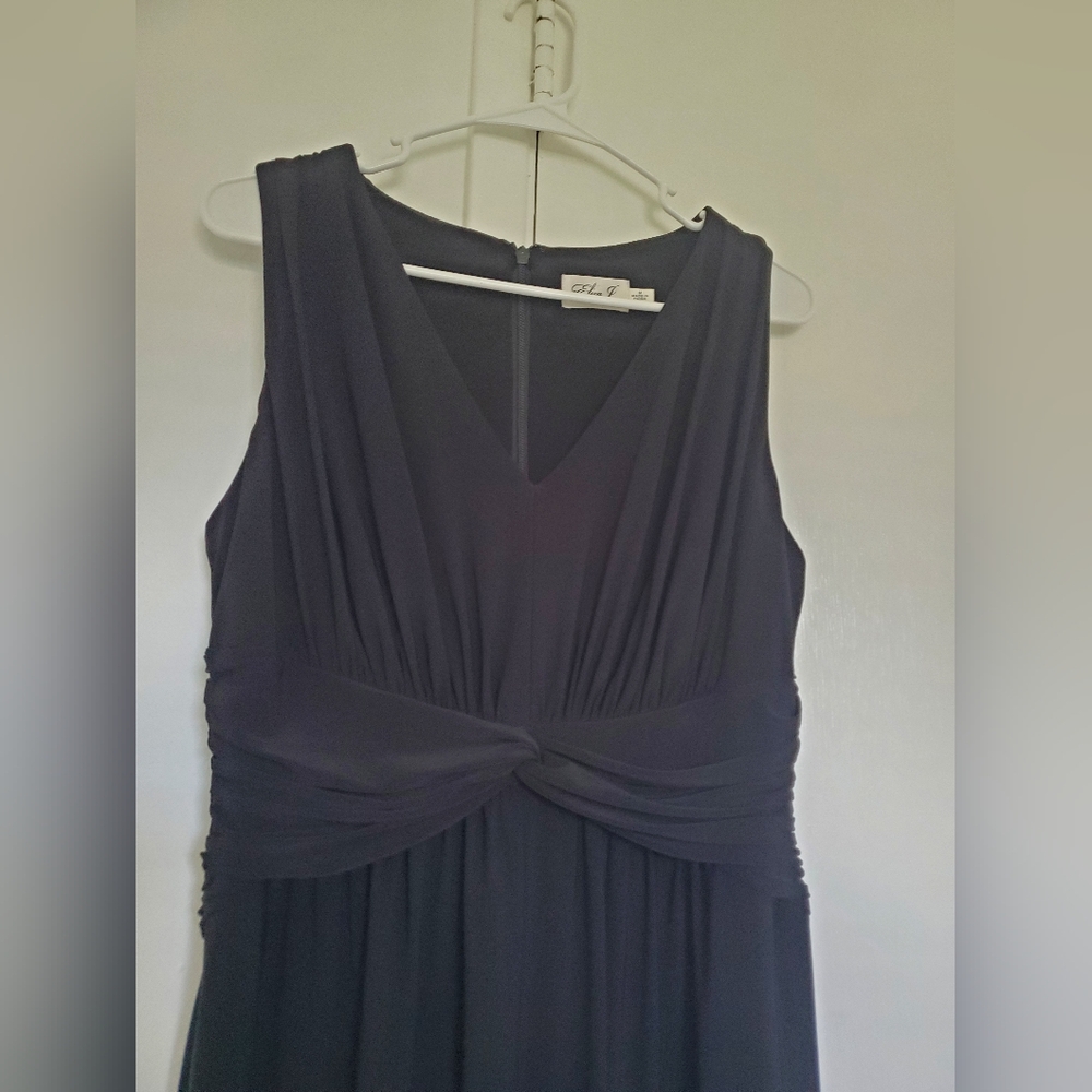 Eliza J polyester blend stretch black V-neck sleeveless wide leg jumpsuit size M - Picture 2 of 11